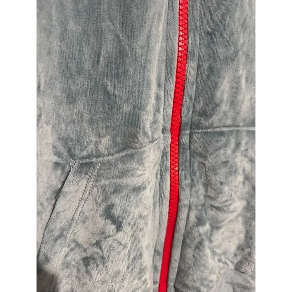 Sundry Zip Up Hoodie Velour Light Blue W/ Red Zipper Size 1 Small